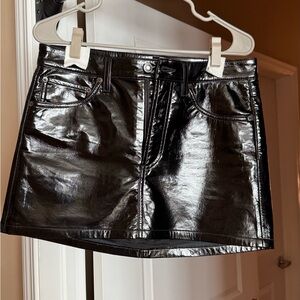 Agolde Glossy Black Mini Skirt
